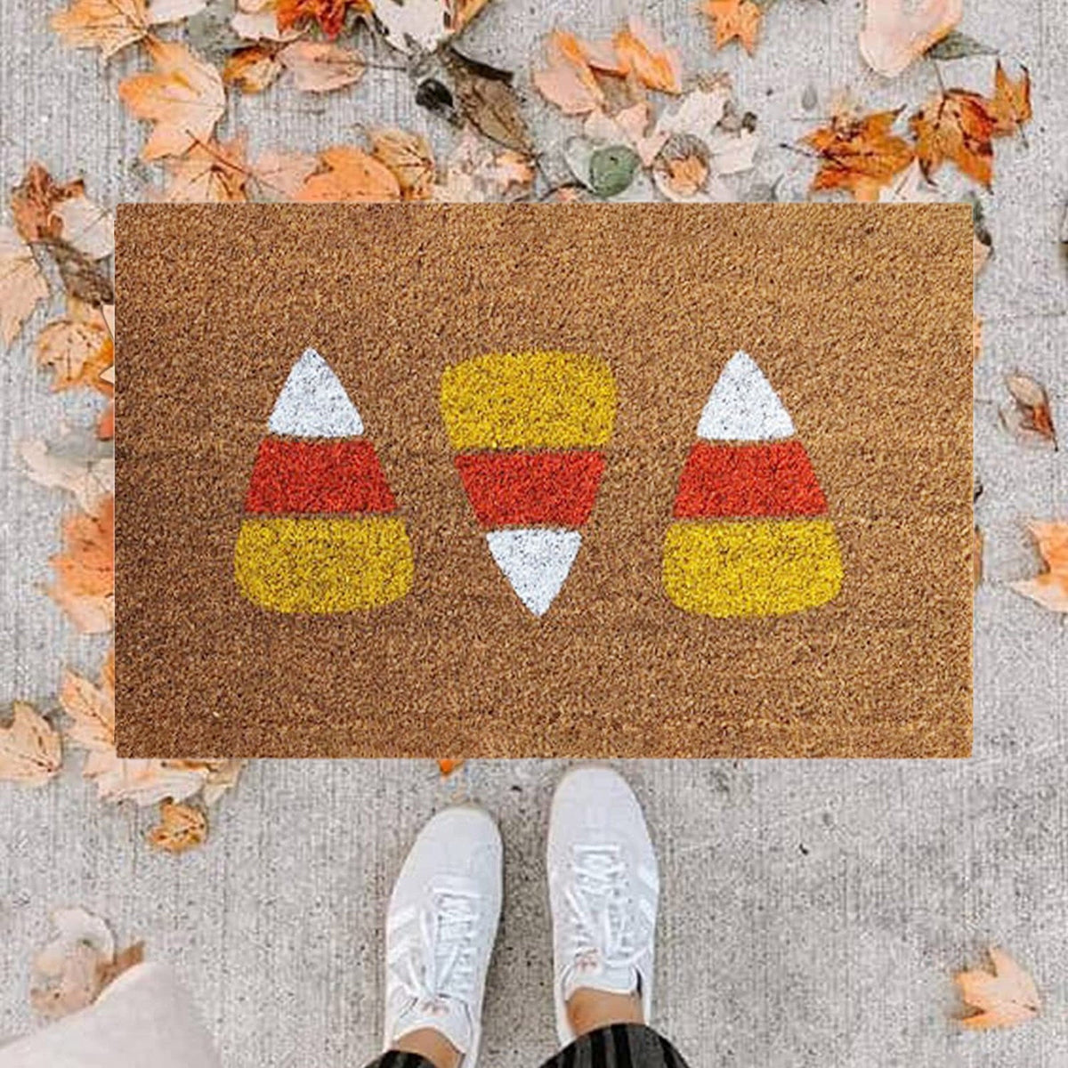 Halloween Door Mat Ghost Pumpkin Bat Candy Welcome Non Slip Coir Floor Mats Outdoor Entrance,Halloween Outdoor Rugs for Front Door,Doormats Seasonal for Porch Entryway Decor