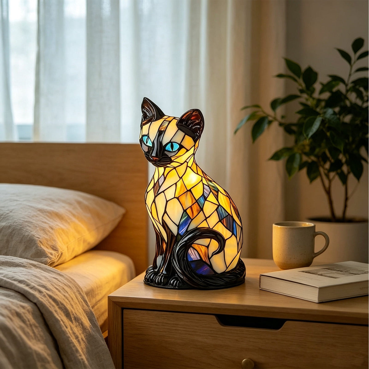 Sruoe Resin Owl Vintage Table Lamp, Decorative Animal Night Light for Bedroom Office Indoor Home Year Round Decor
