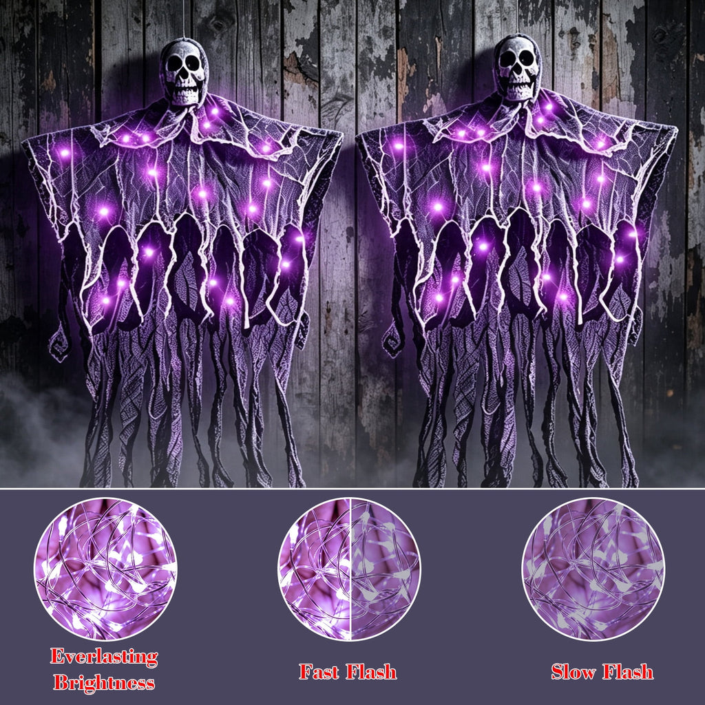 AGCAN 4 Packs Posable Halloween Hanging Skeleton Decoration, 16 Inch Halloween Decorations with Movable Joints for Graveyard Haunted House Props Decor Indoor Outdoor