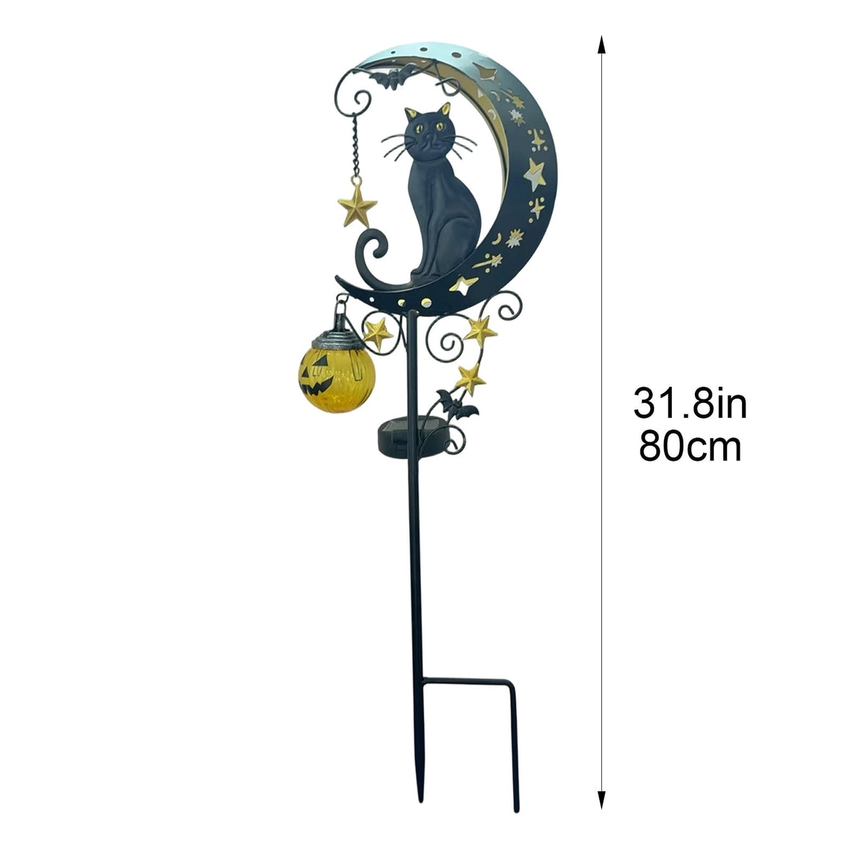 Solar Halloween Garden Stake Light, Bats & Spooky Ghosts Waterproof Solar Lantern Stake with Hanging Pumpkin, Outdoor Halloween Yard Decor for Garden Patio Lawn Pathway