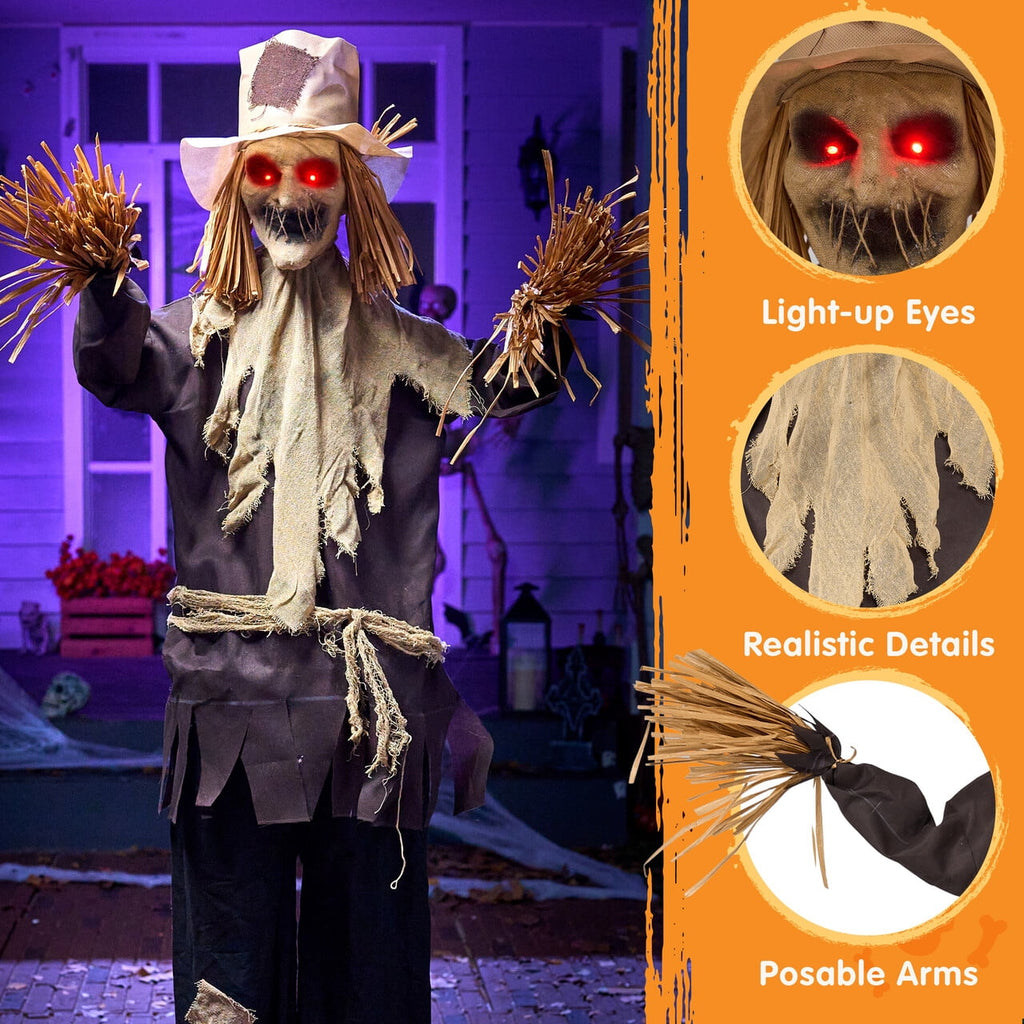 Joyfy Halloween Decorations Outdoor, 72"(6ft) Light Up Animated Scary Decorations Pumpkin Ghost with Sound Activation,Animatronics Pumpkin Decorations for Haunted House Prop Yard Decor