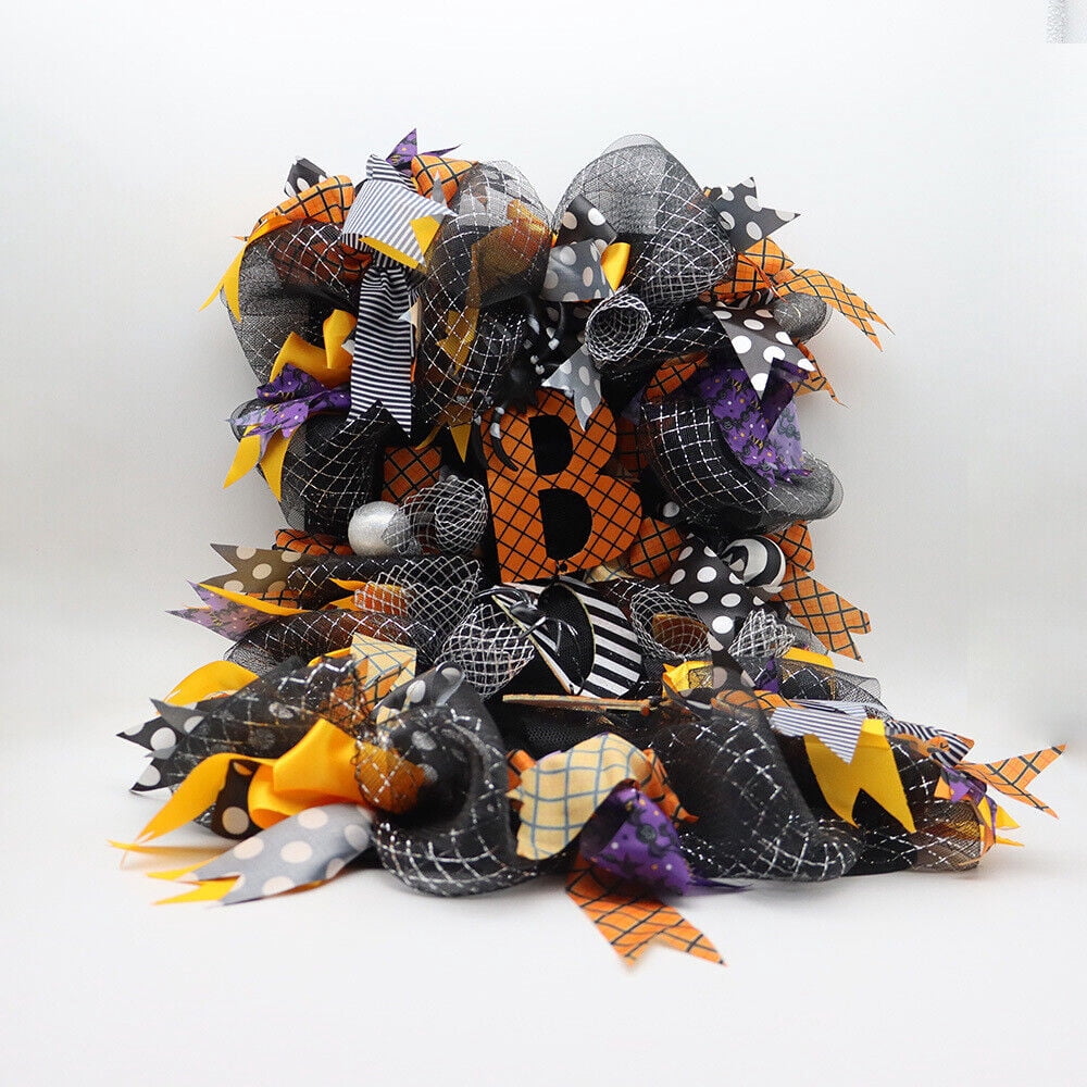 YouLoveIt Boo Halloween Wreath Halloween Pumpkin Wreath for Front Door Halloween Wreath Hanging Welcome Wreath Sign Halloween Decorations Front Door Halloween Party Hanging