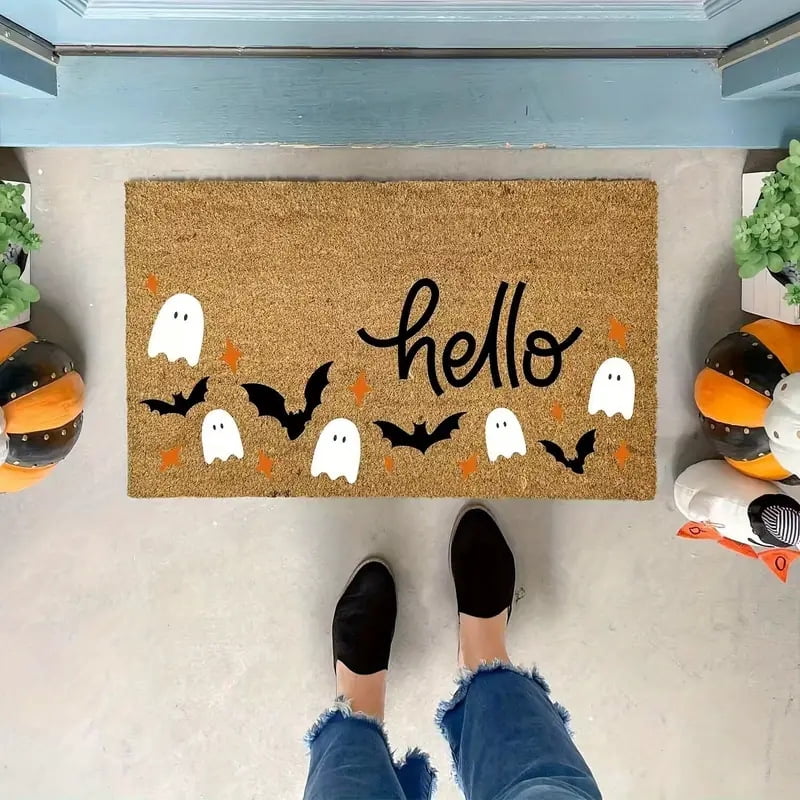 Jinswick Fall Welcome Doormat, Fall Pumpkin Front Door Outdoor Doormat Outdoor Entrance Porch Non-Slip Rubber Floor Mat Fall Halloween Thanksgiving Farmhouse Decoration 16" x 24"
