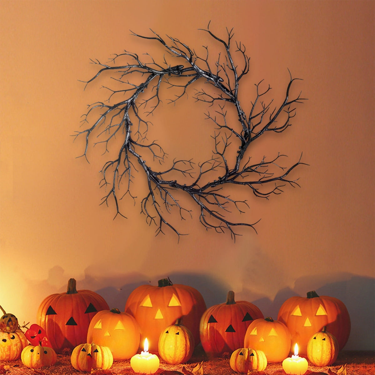 Fall Looped Dead Branch Design Wreath for Living Room Bedroom Dining Room Halloween Fall Christmas Thanksgiving Decoration