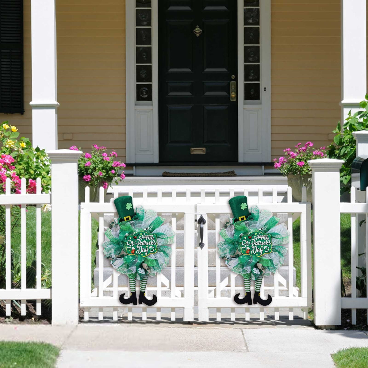 Overstock Outlet St. Patrick’S Day Leprechaun Wreath & Ribbon, Front Door Decor for St. Patrick’S Day, Irish Holiday Wreath, Wall Decoration for St. Patrick’S Day Festivities