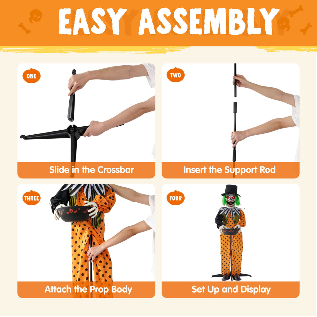 Joyfy Halloween Decorations Outdoor, 72"(6ft) Light Up Animated Scary Decorations Pumpkin Ghost with Sound Activation,Animatronics Pumpkin Decorations for Haunted House Prop Yard Decor