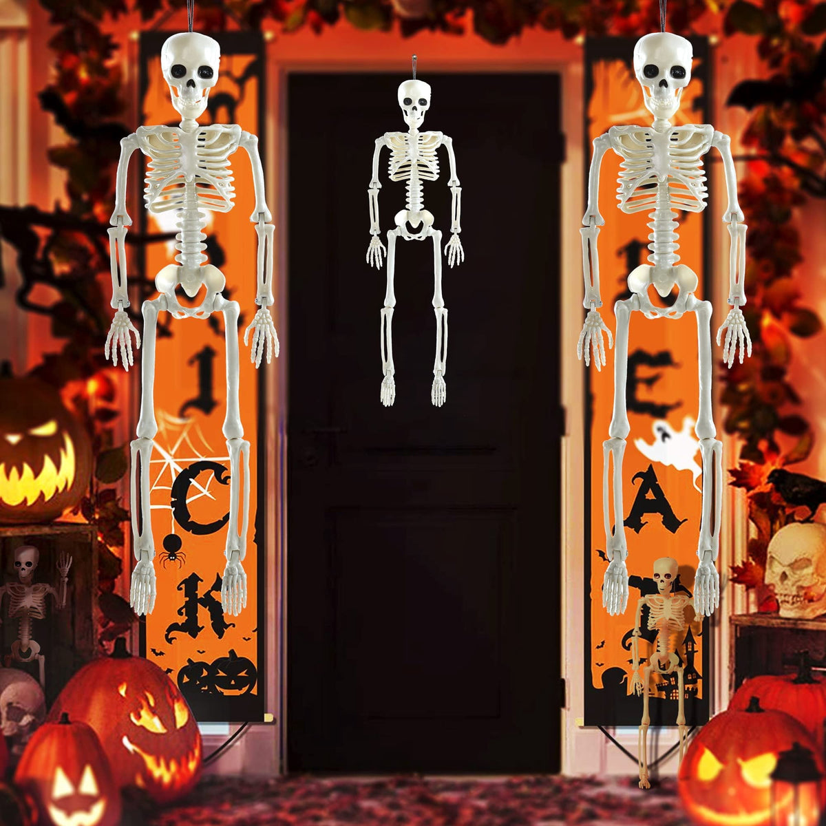 Happiwiz Skeleton Halloween Decor Adjustable Full Body White Plastic Decoration