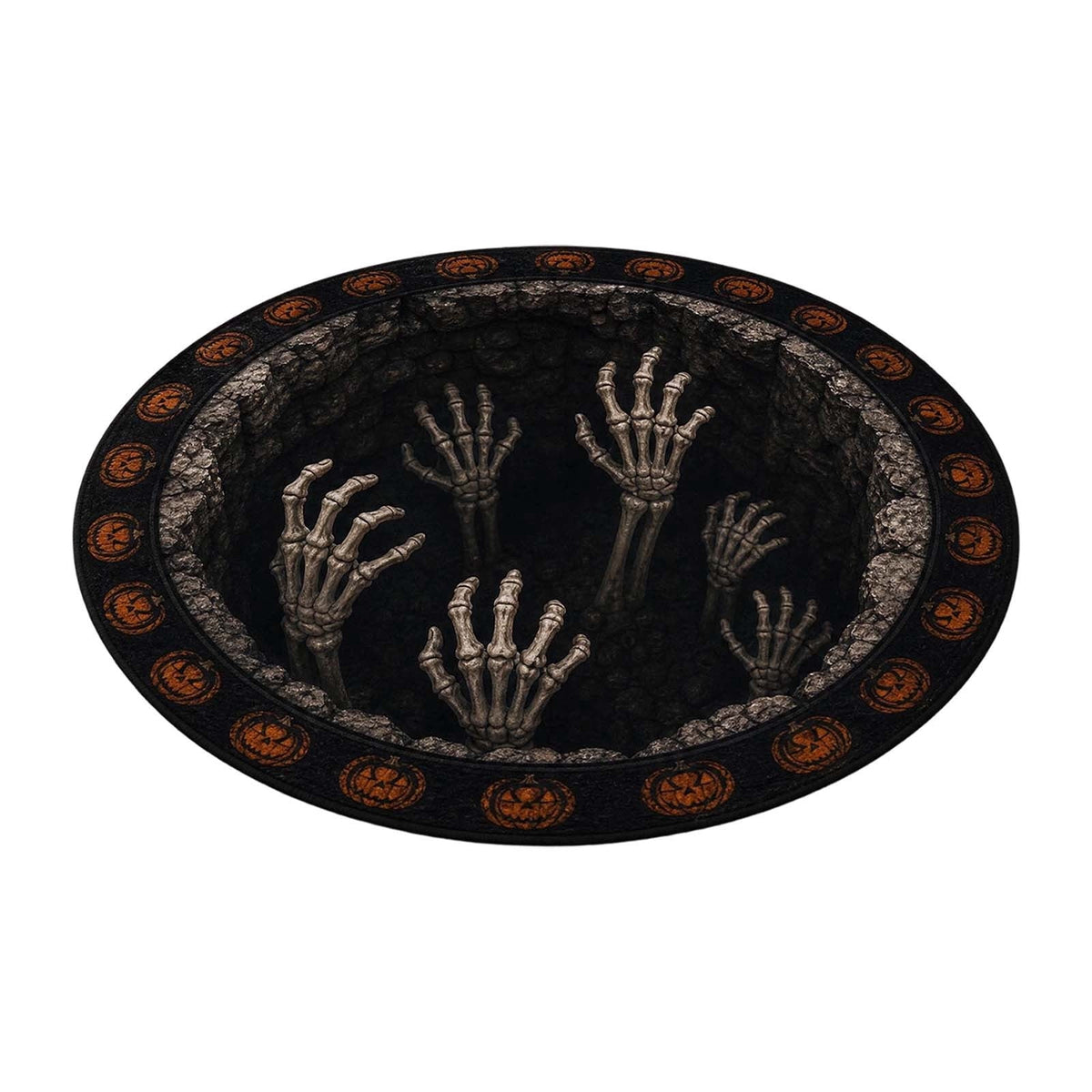 Win s Way 3D Illusion Round Halloween Rug Optical Illusion Doormat Non- Washable Entryway Decor Spooky Fall Front Door Mat for Party Decoration Available in 15.8/23.6/31.5 Inch