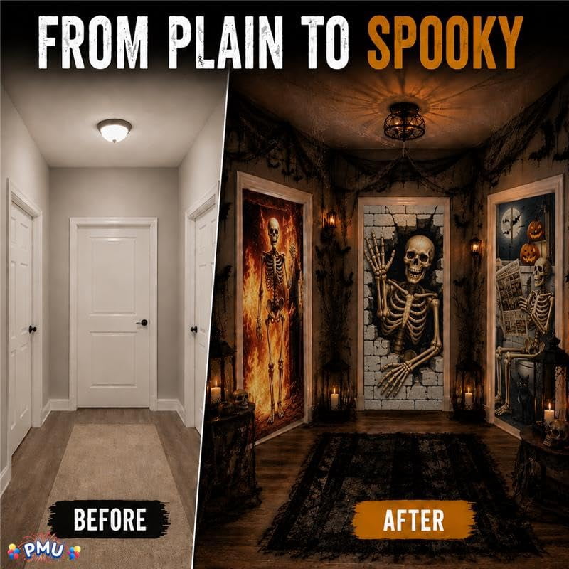 PMU Halloween Bathroom Door Cover, Halloween Decor, Door Decor