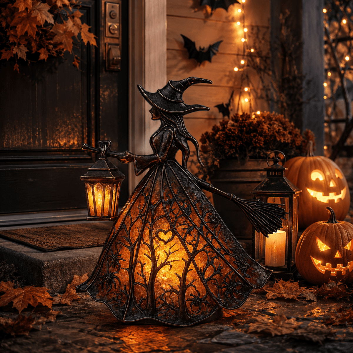 Diceymbol 11.81 Inch Halloween Ghost Night Light, Witch Hat Ghost Lamp with Jack O Lantern, Halloween Decorations Indoor for Table Mantel Party Decor