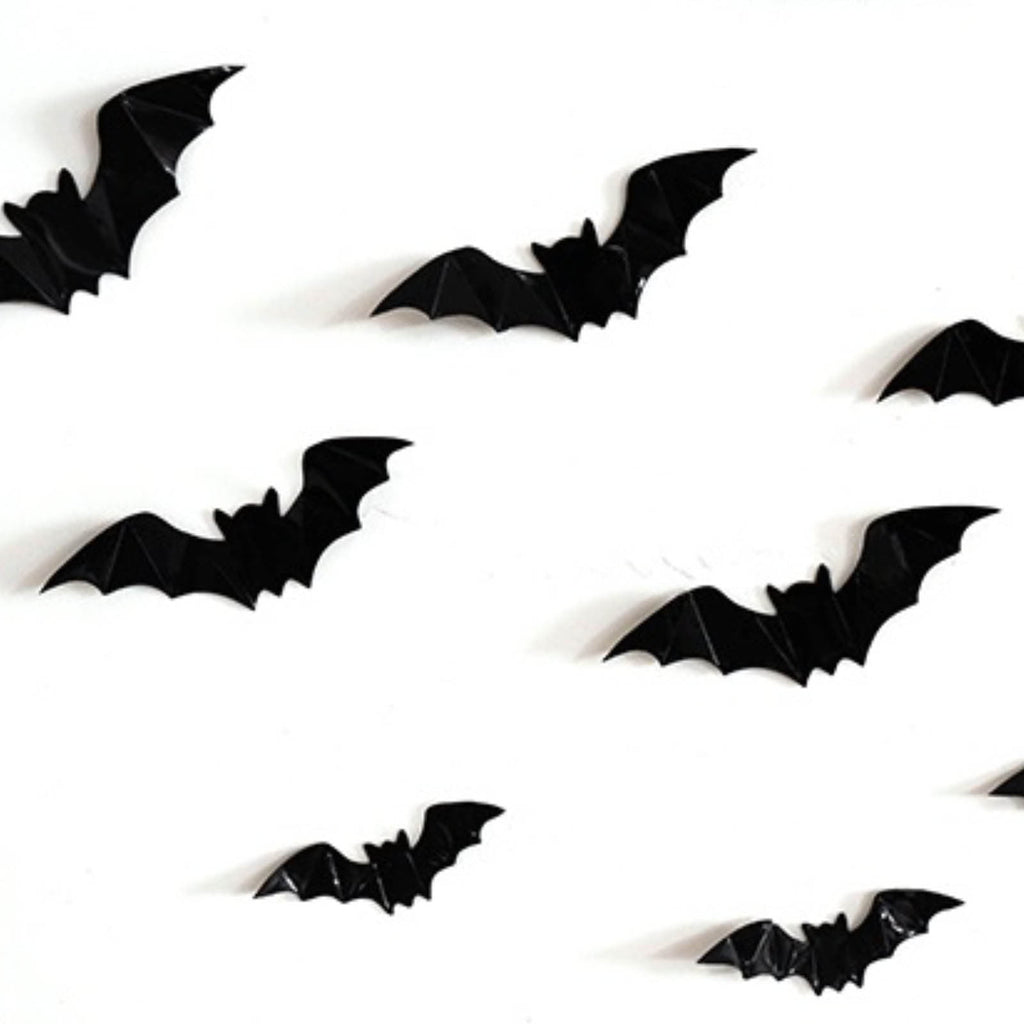 Moocorvic 16PC Halloween 3D Bats Decoration For Home Decor DIY Wall Decal Bathroom Indoor Hallowmas Party Supplies ,4 Different Sizes Realistic PVC Scary Black Sticker