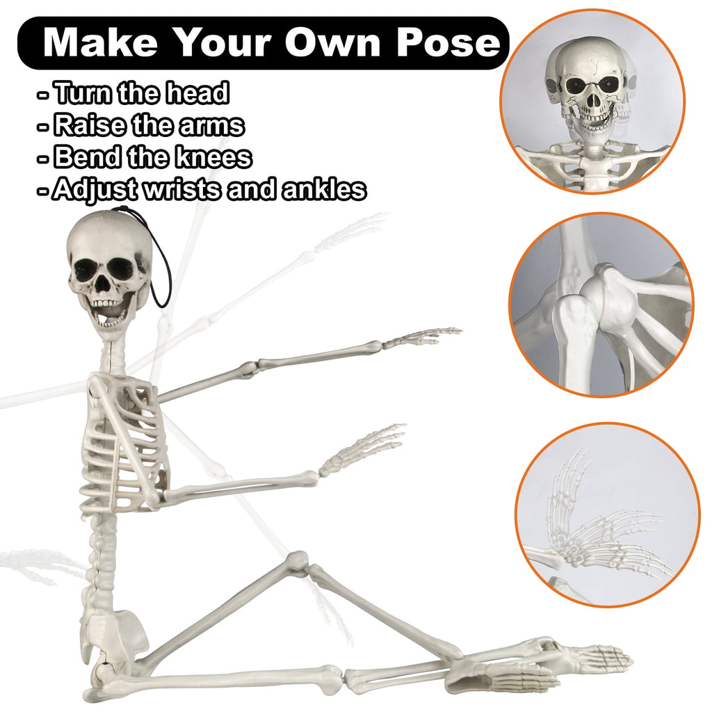 Gamexcel Scary Props Decoration, with Bag, Halloween Skeleton Bones Skull, Life Size, for Graveyard Scene Haunted Houses, 35 Pieces