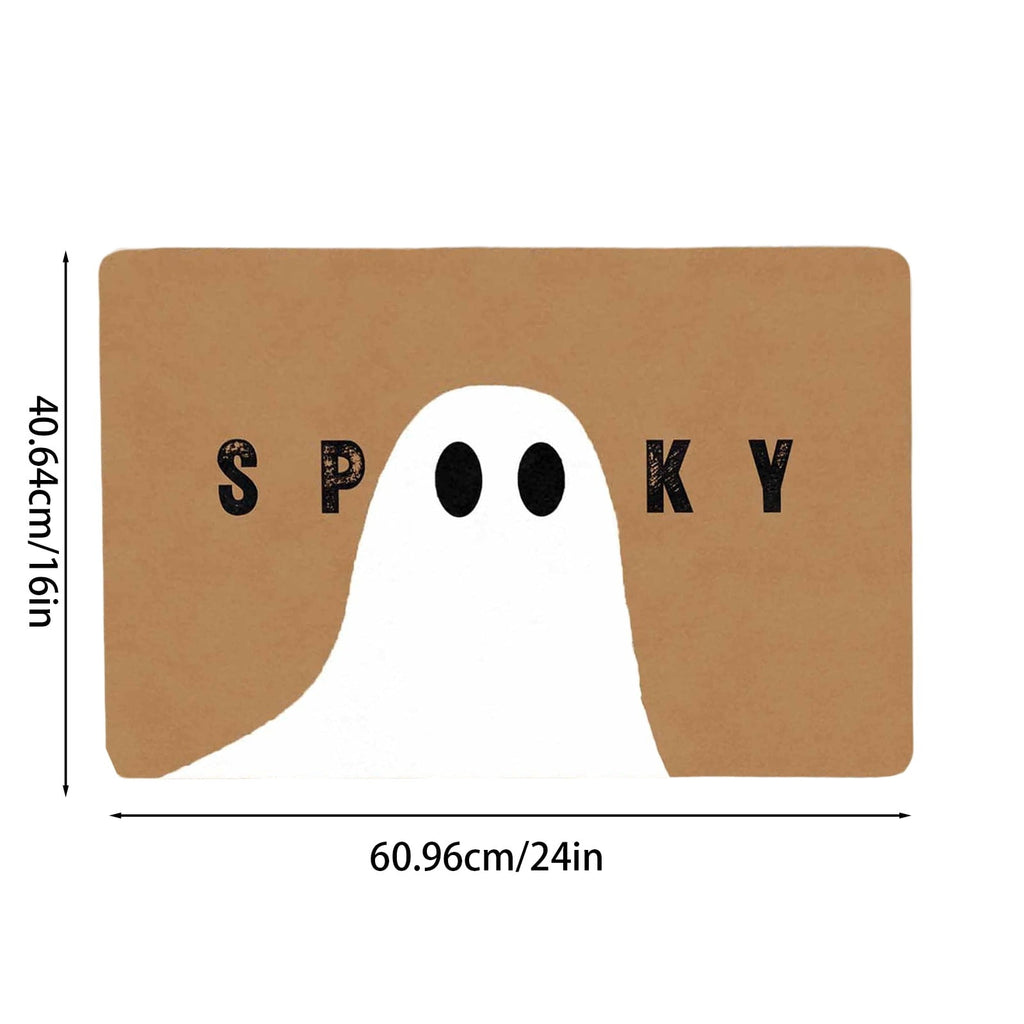 Halloween Door Mat Outdoor Ghost Welcome Doormats for Front Door 24 x 16 Inch, Non Ghost Coir Floor Mat Black White Stripe Halloween Rug for Entryway Front Porch, Floor Mats and Doormats