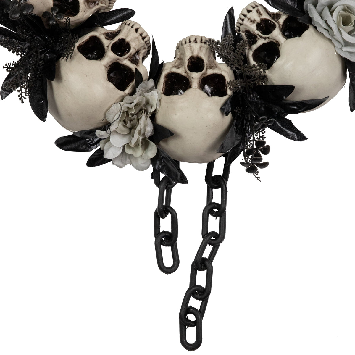 Northlight Skulls and Chains with Roses Small Artificial Halloween Wreath - 15" - Unlit