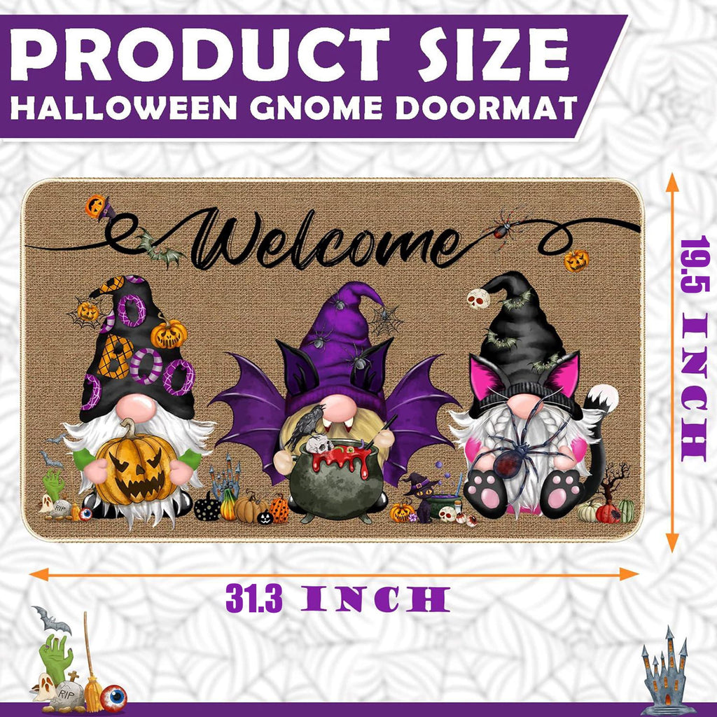 ASKETAM Halloween Doormat Indoor/Outdoor Non-Slip Carpet 19.5" x 31.3" (Gnome)