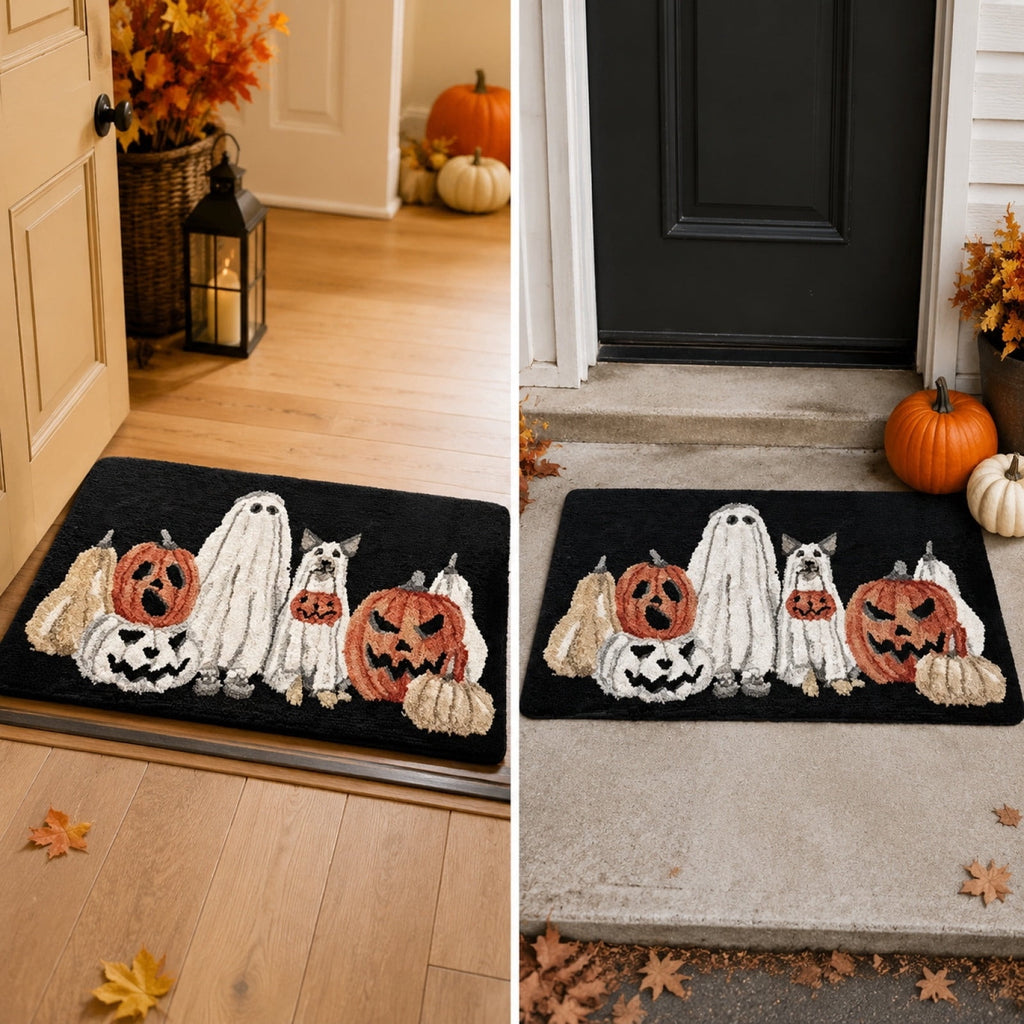 Halloween Pumpkin Doormat, Soft Non-Slip Indoor Outdoor Welcome Rug for Entryway Porch and Front Door