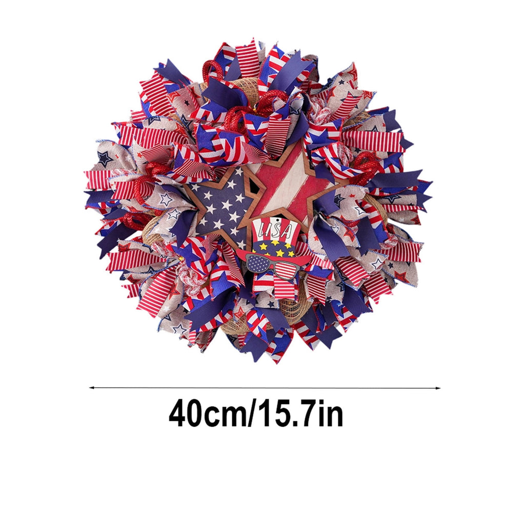 Nkmbld 4th of July Wreaths for Front Door, Independence Day Wreath Red White Blue Flower Wreath for Independence Day Memorial Day Flag Day Decor