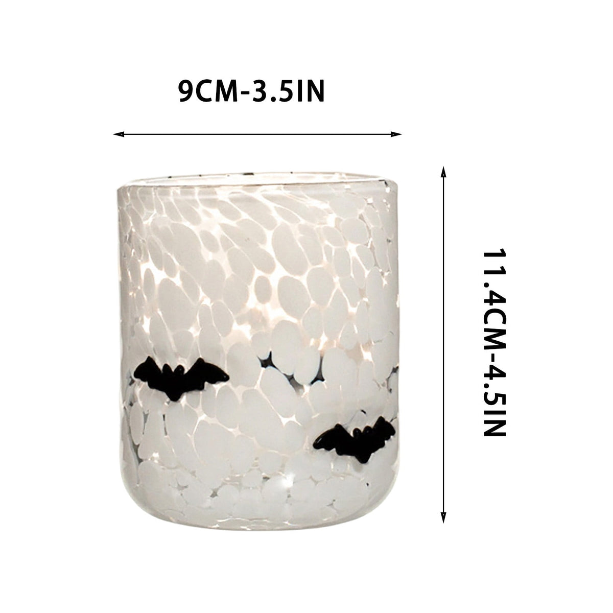 Qocolcyl Halloween Icon Glass Cups - 3.5x4.7in Ghost Bat Snake Pumpkin Icon Juice Stemless Wine Glasses Double Old Fashioned Hand Blown Drinking Cups for Halloween Party Gift