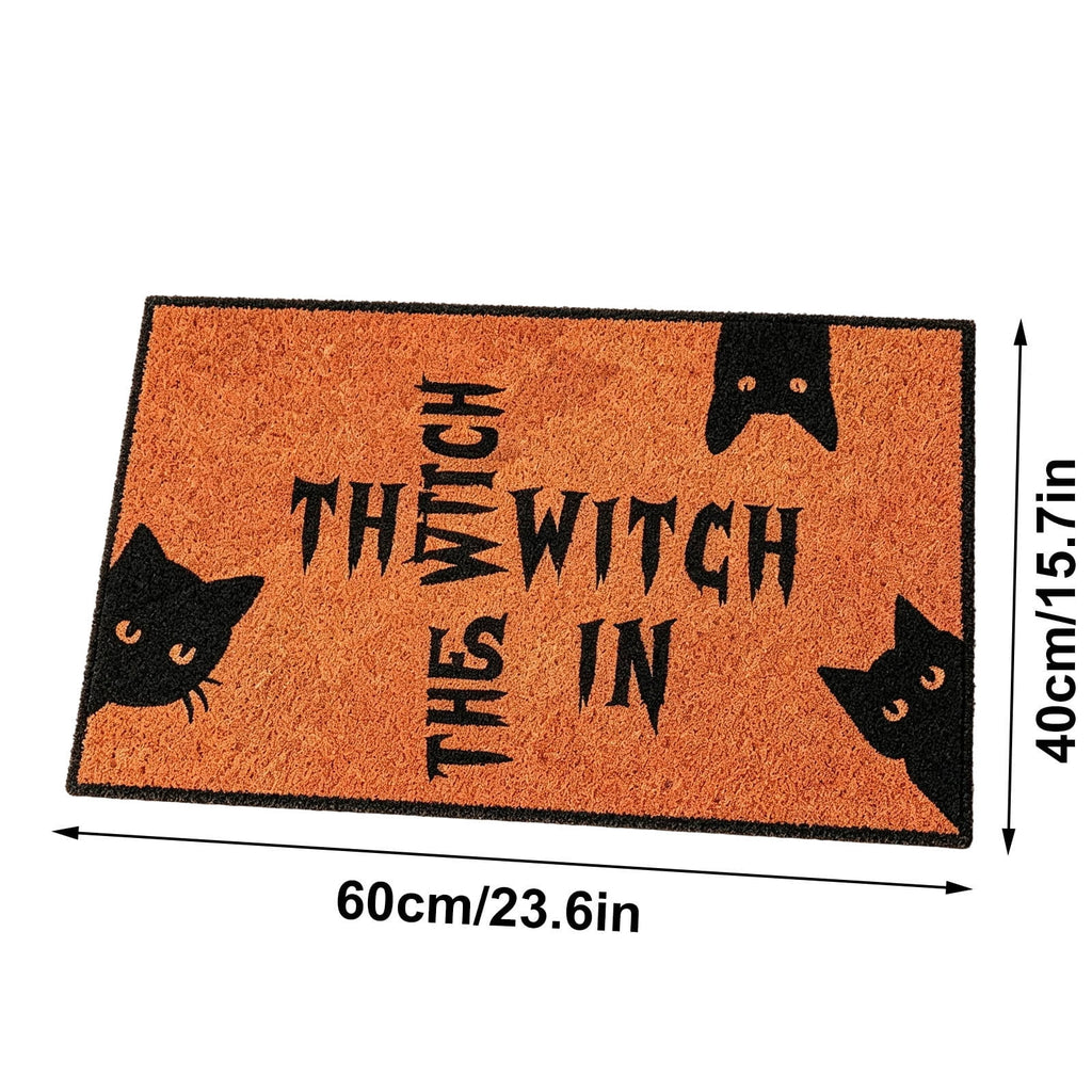 Halloween Black Cat Doormat Outdoor 23x15 Inch, Funny Welcome Mat | Non-Slip PVC Backing, No-bleed Stays Vibrant in Covered Outdoor Areas