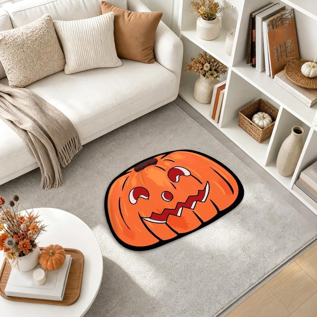 Halloween Door Mat Pumpkin Shaped Non-Absorbent Skidproof Mat 15.75x23.62in Polyester Skidproof & Weather Resistant for Front Door Porch Indoor Outdoor Halloween Door Mat by MPOISVA