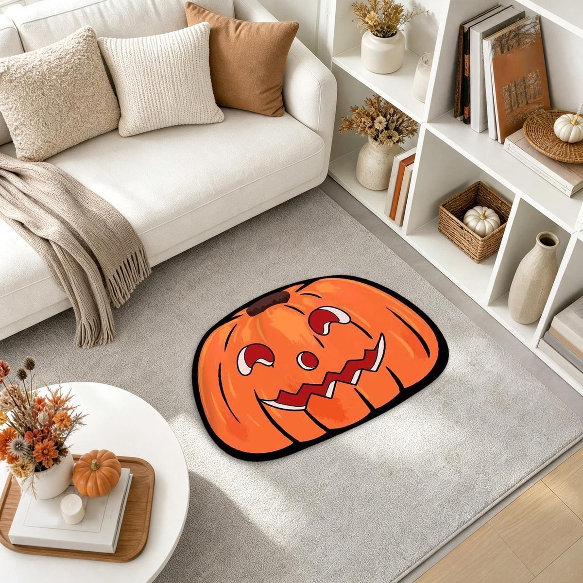 Halloween Door Mat Pumpkin Shaped Non-Absorbent Skidproof Mat 15.75x23.62in Polyester Skidproof & Weather Resistant for Front Door Porch Indoor Outdoor Halloween Door Mat by MPOISVA