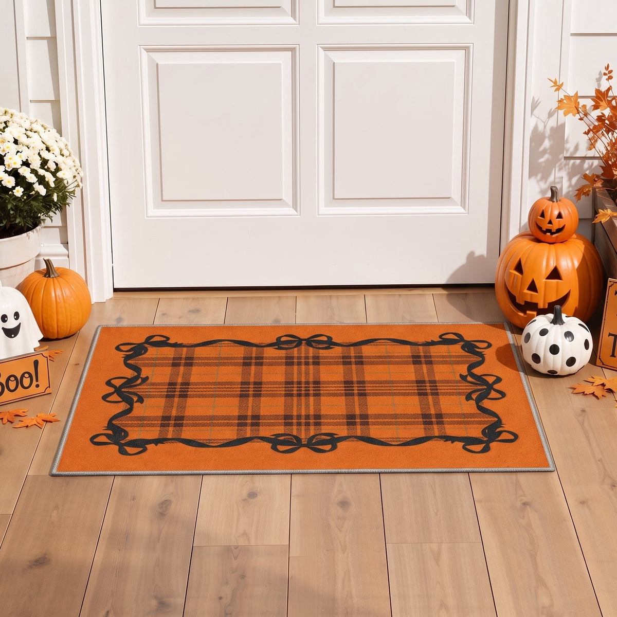 KUETH 3'x5' Halloween Machine Washable Area Rug, Non-Slip Rugs for Living Room, Bedroom and Dining Room, Orange