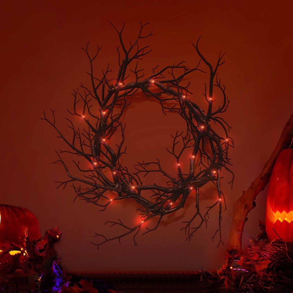 sruoe Halloween Decor, Halloween Decoration Indoor, Artificial Wreaths, Halloween Decoration Outdoor, Halloween Decoration, Halloween Wreath with LED, HHalloween Wreath for Home, Window Decor