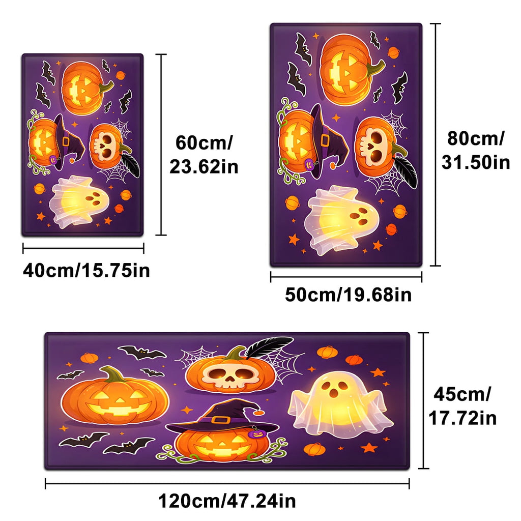 YIMEIS Halloween Pumpkin Lanterns Multi-purpose 1-Piece Flannel Mat and Kitchen Rugs,Soft Non-slip for Home Bedroom Bathroom