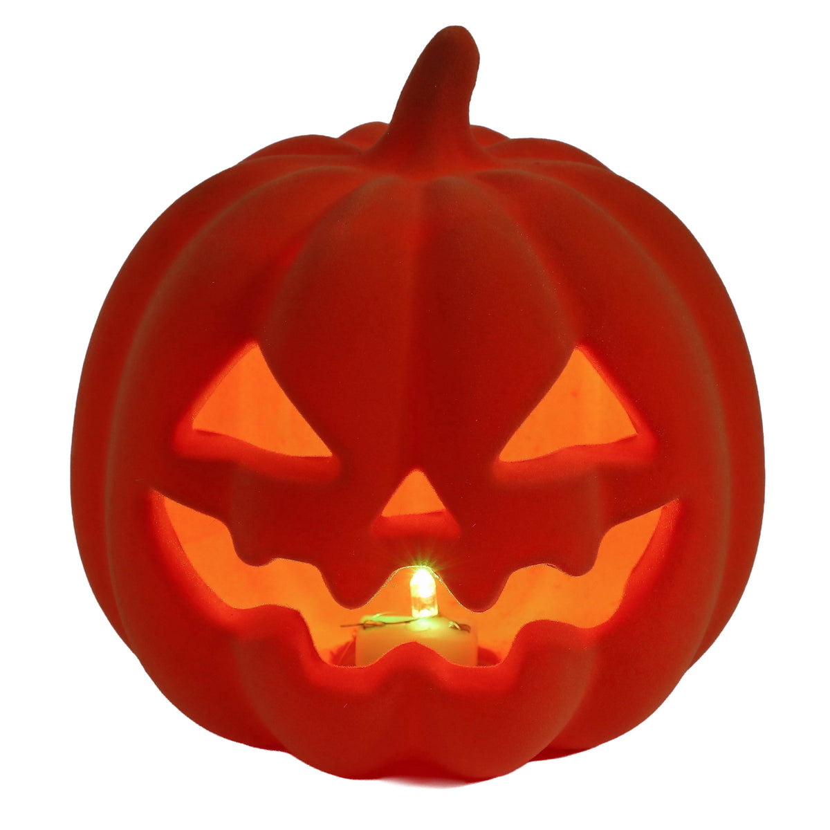 Light-Up Flocked Jack-o'-Lantern Decoration, Orange, 5.5", Halloween by Way To Celebrate