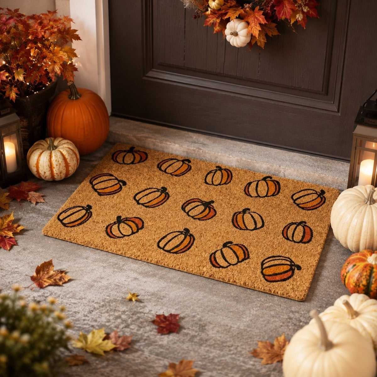 Halloween Pumpkin Doormat, Soft Non-Slip Indoor Outdoor Welcome Rug for Entryway Porch and Front Door