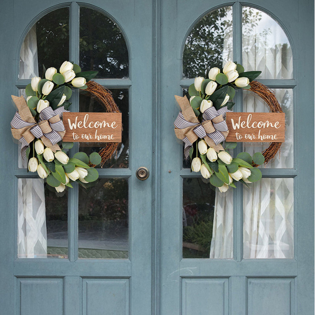 Under $15! Wreaths for front Door Kingtowag Artificial Floral Wreath, Simulation Plant Pastoral Style Door Hanging Decoration Poppy Fruit, Greenery Wreath for Porch, Window, Home, Farmhouse