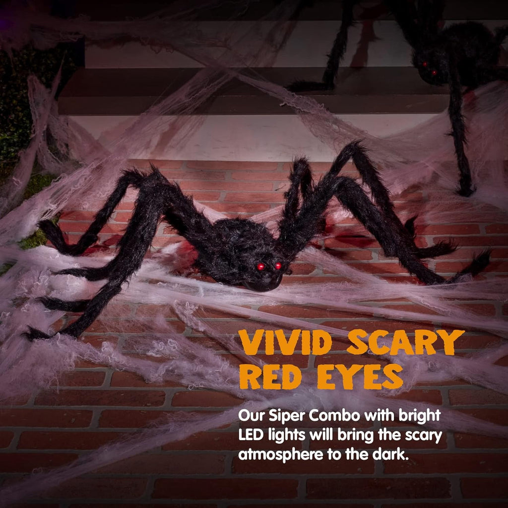Joyfy 6 Packs Colorful Hairy Giant Spiders Halloween Decorations Outdoor,Multi-Size Outdoor Halloween Spider Decorations for Yard Lawn & Patio (30", 30", 20", 20", 12", 12")
