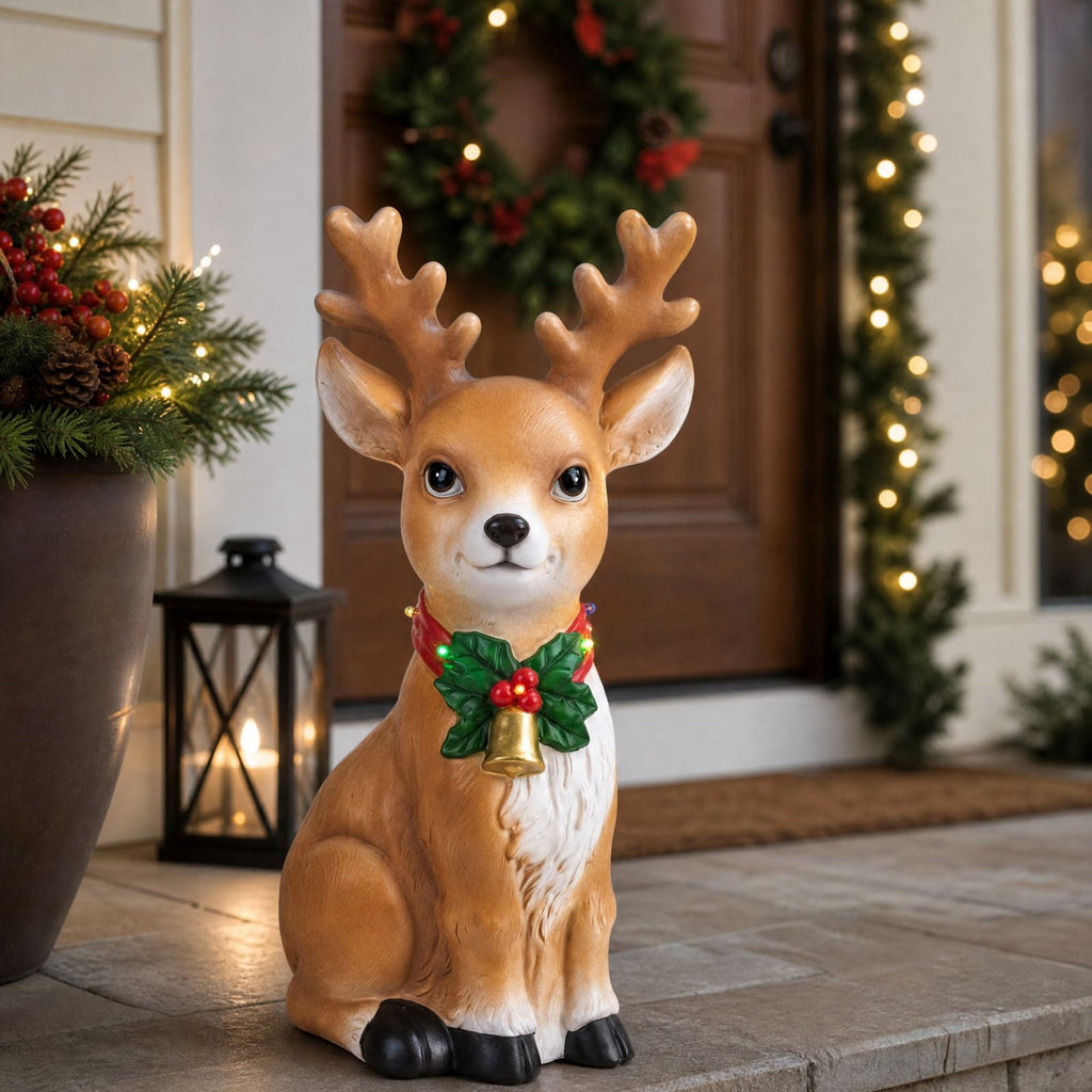 Clearance! Halloween Light‑Up Dog Figurine, 7.9in Scarecrow Dog Statue with Glowing Pumpkin, Waterproof Resin Table Yard Decor