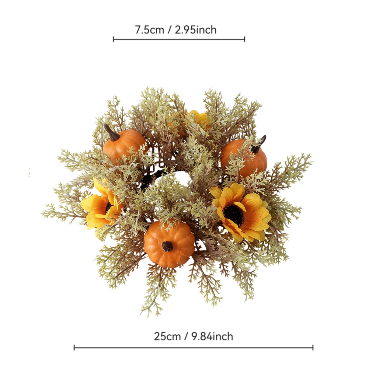 Pumpkins Candle Rings Wreaths Fall Candle Rings Maple Leaves Harvest Day Wreath Ring Holder Sunflower Pumpkin for Autumn Harvest Festival Farmhouse Halloween Table Decor