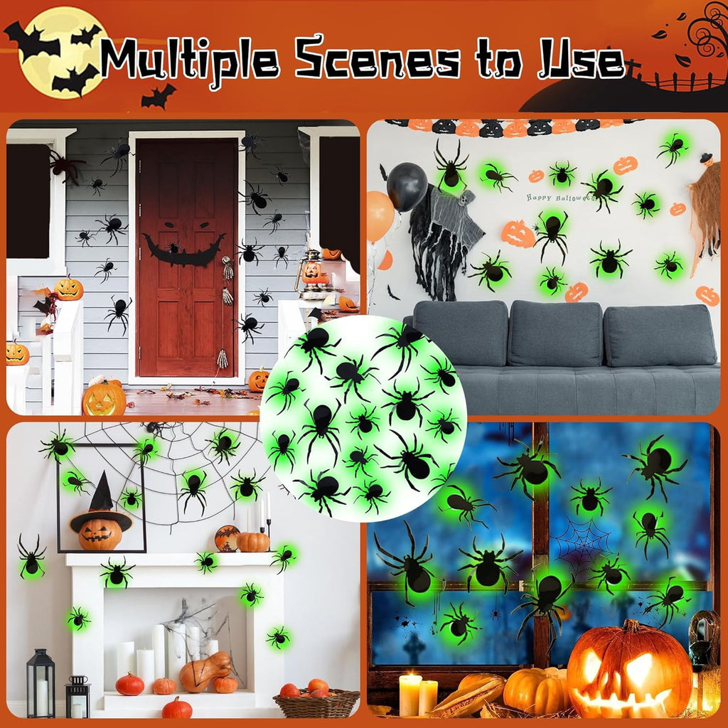 CQHVKQ 36 PCS Halloween Bats Decorations, Realistic 3D LED Bats Wall Stickers Decor, Assorted Size Removable Lighted PVC Bats DIY Wall Sticker for Halloween Party, Bedroom, Home, Indoor and Outdoor