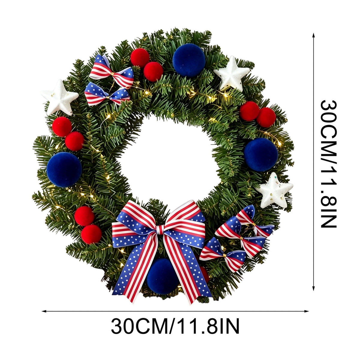Nkmbld 4th of July Wreaths for Front Door, Independence Day Wreath Red White Blue Flower Wreath for Independence Day Memorial Day Flag Day Decor