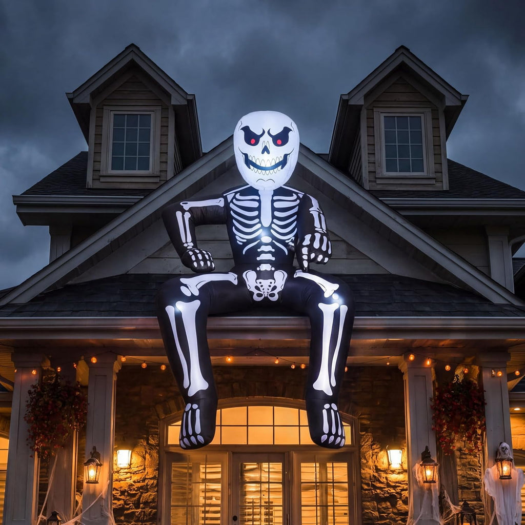 Joyfy 4.5 FT Halloween Inflatable Decorations Outdoor Scary Flying Ghost Broke Out from Window with Built-in LED Blow Up Inflatable for Window Decoration Yard Garden Lawn Decor