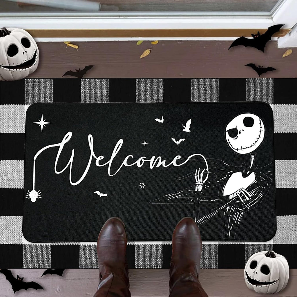 Jack Skeleton Door Mat 30x17 inch, Nightmare Christmas Welcome Doormat, Nightmare Christmas Gfits, Nightmare Christmas Decor