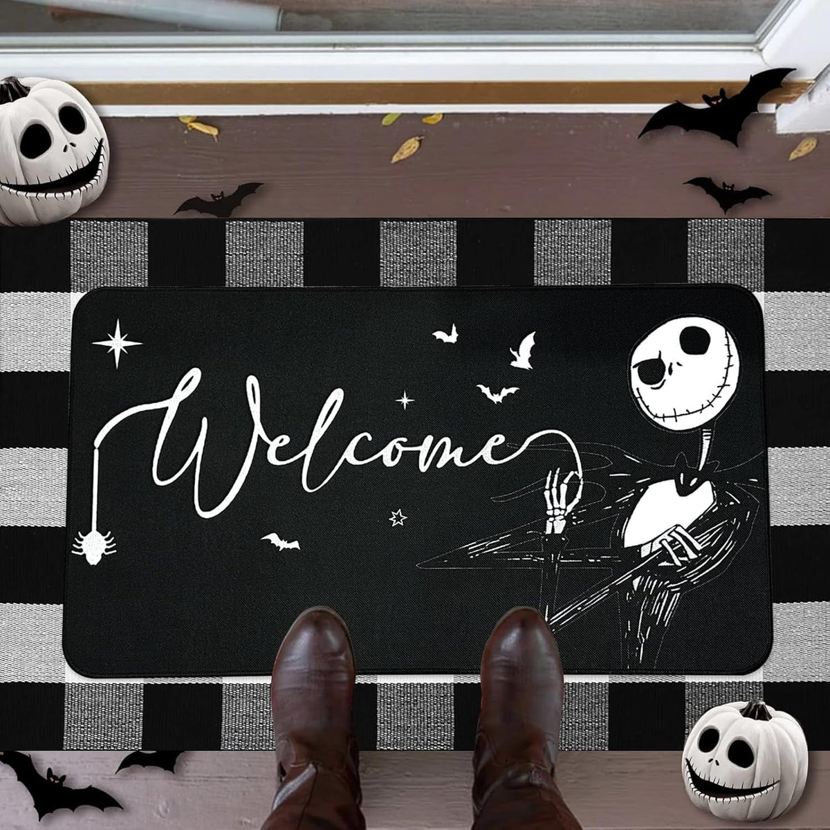 Jack Skeleton Door Mat 30x17 inch, Nightmare Christmas Welcome Doormat, Nightmare Christmas Gfits, Nightmare Christmas Decor
