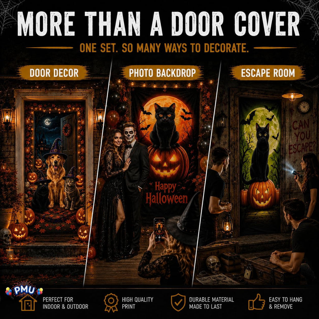 PMU Halloween Bathroom Door Cover, Halloween Decor, Door Decor