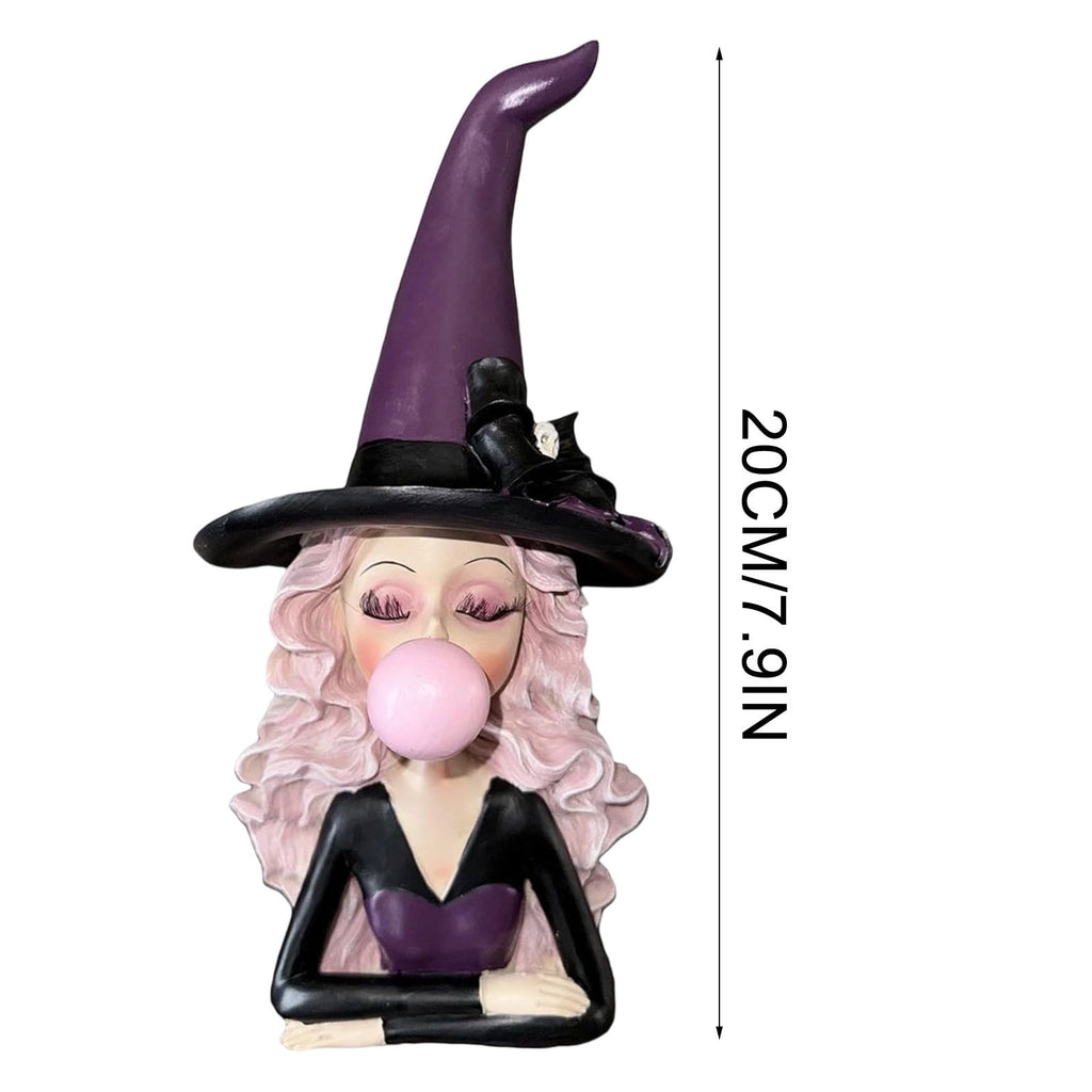 Halloween Ghost Figurine, Ghost Girl with Pink Bow & Hot Drink, Funny Ghost Statue Halloween Decor for Gift, Cute Spooky Tabletop Ornament for Home, Mantle, Desk & Party Decoration