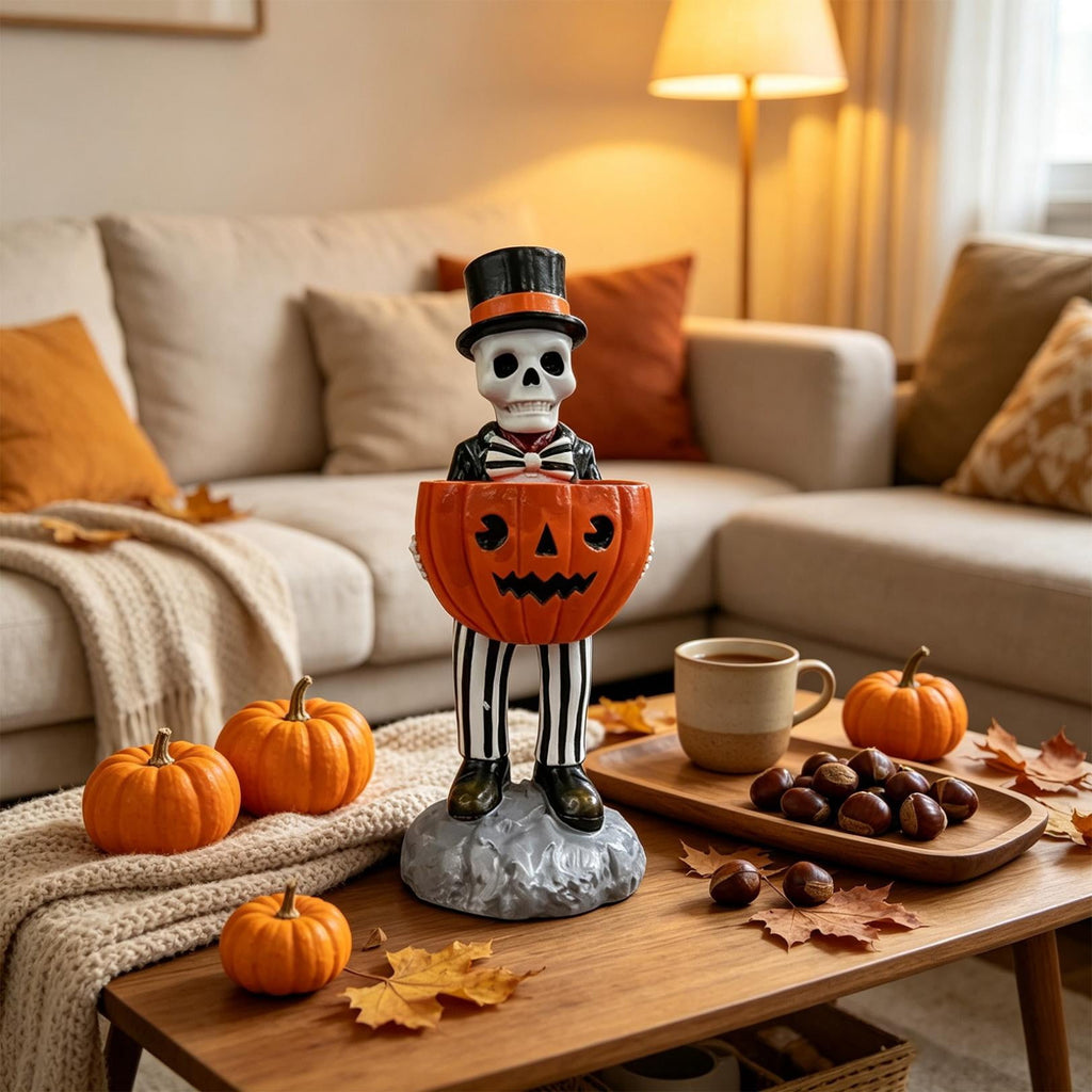 Light Up Ghost Pumpkin Candy Bowl Halloween Decor, Halloween Decorations Outdoor LED Glowing Ghost Candy Pumpkin Bowl, Fall Front Porch Yard Indoor Table Ghosts Treat Bowls Decor