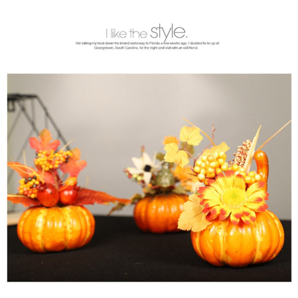 Artificial Pumpkin Outdoor Fall Decorations for Halloween & Thanksgiving, Autumn Harvest Pumpkins, Maple & Pomegranate Decor for Porch and Yard