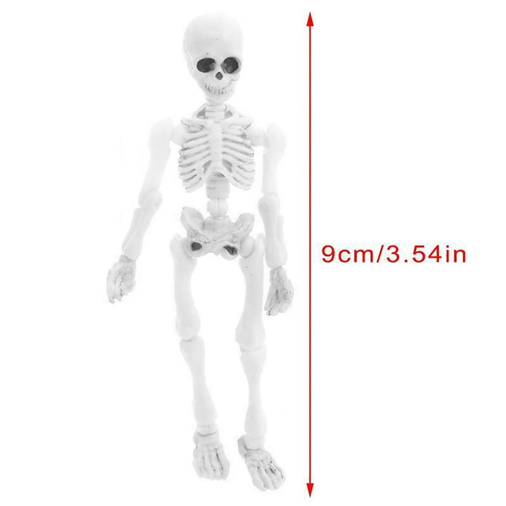 Mini Posable Skeleton Decor - 3.54" Halloween Skeleton Figures with Movable Joints for Spooky Tabletop Displays & Party Decor