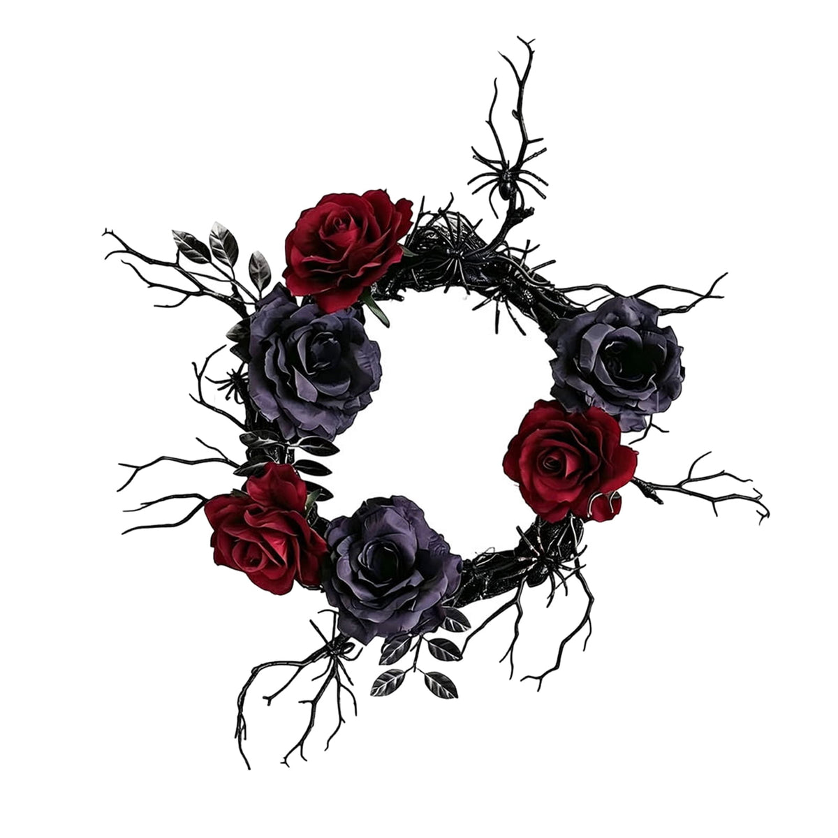 WWC Halloween Wreath, Artificial Silk Bats And Skulls Wreath, Gothic Halloween Decor for Fall Party Front Door Porch Mantel