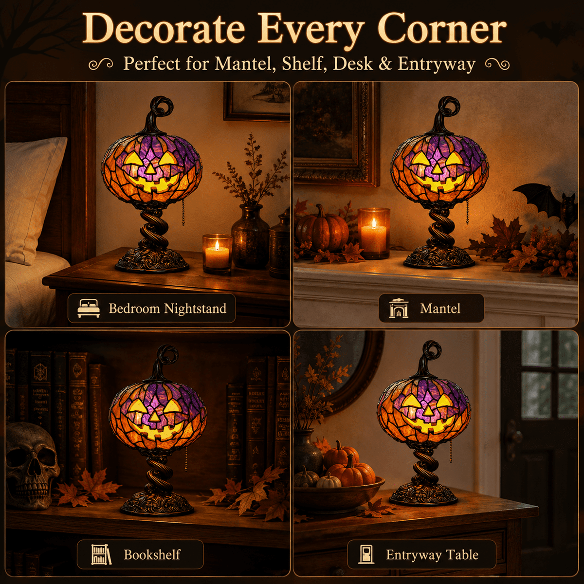 Diceymbol 11.81 Inch Halloween Ghost Night Light, Witch Hat Ghost Lamp with Jack O Lantern, Halloween Decorations Indoor for Table Mantel Party Decor