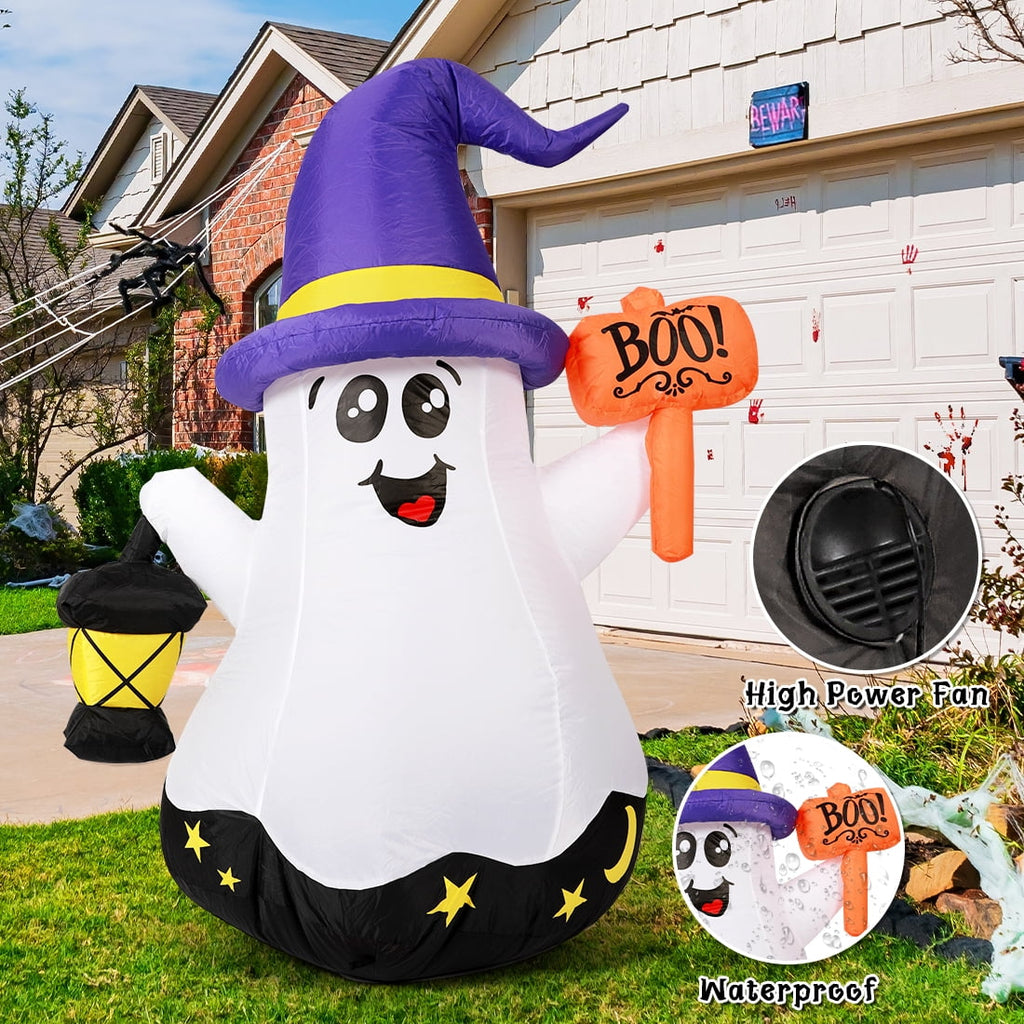 GOOSH Halloween Inflatable 5 FT Halloween Ghost Inflatable with Hand-Held Light, Cute Blow Up Ghost Halloween Ghost Decorations with Built-in LEDs, Halloween Decorations Clearance for Holiday/Party