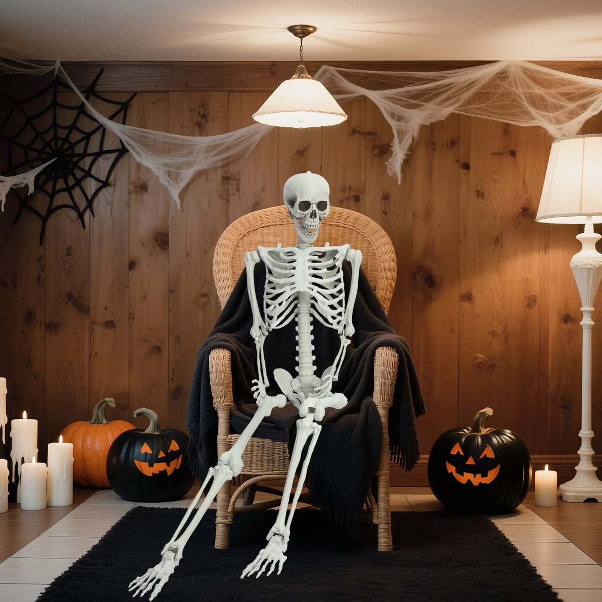 Cixusio 5.4Ft/165cm Halloween Skeleton Full Body Life Size Human Bones with Movable Joints for Indoor Outdoor Haunted House Party Halloween Props Decorations