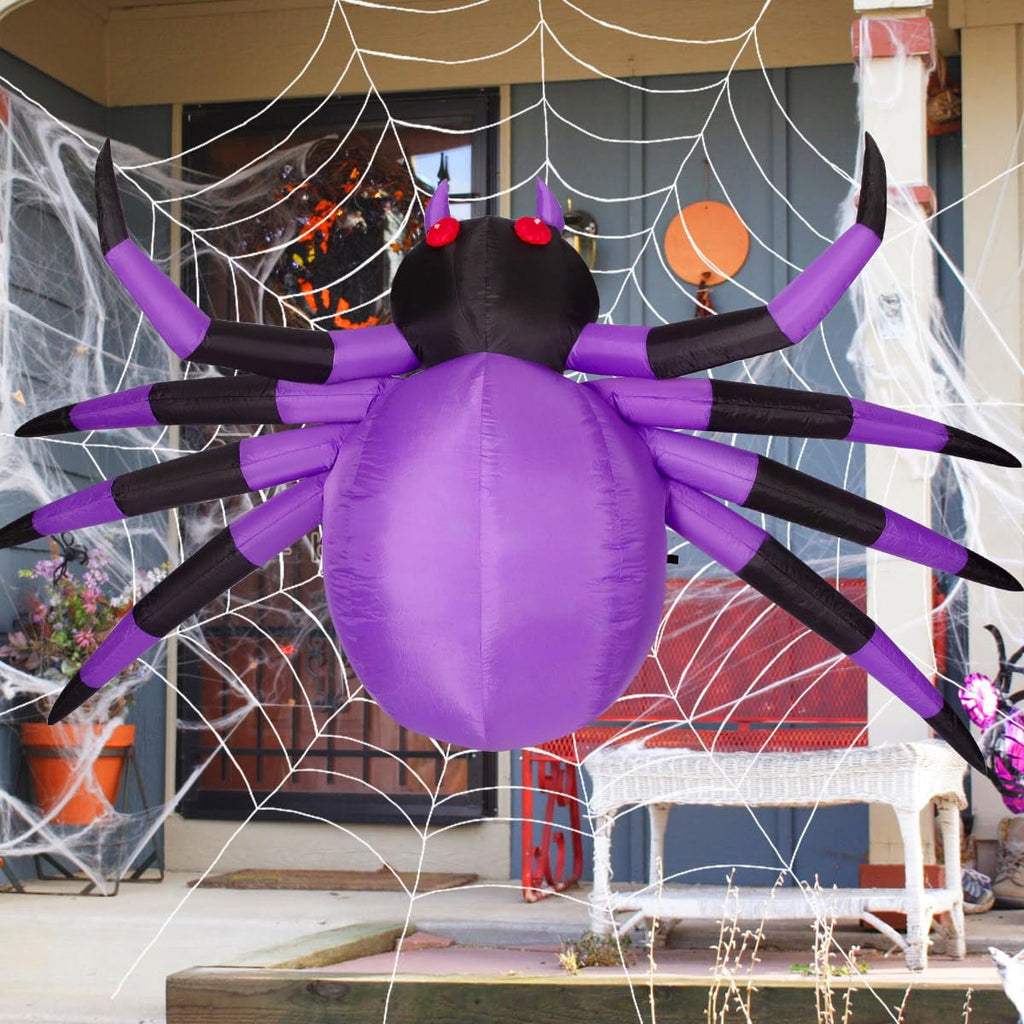 COMIN Halloween Inflatables 9 FT Width Spider Blow Up Yard Decoration with Built-in LED for Yard Garden Party Lawn