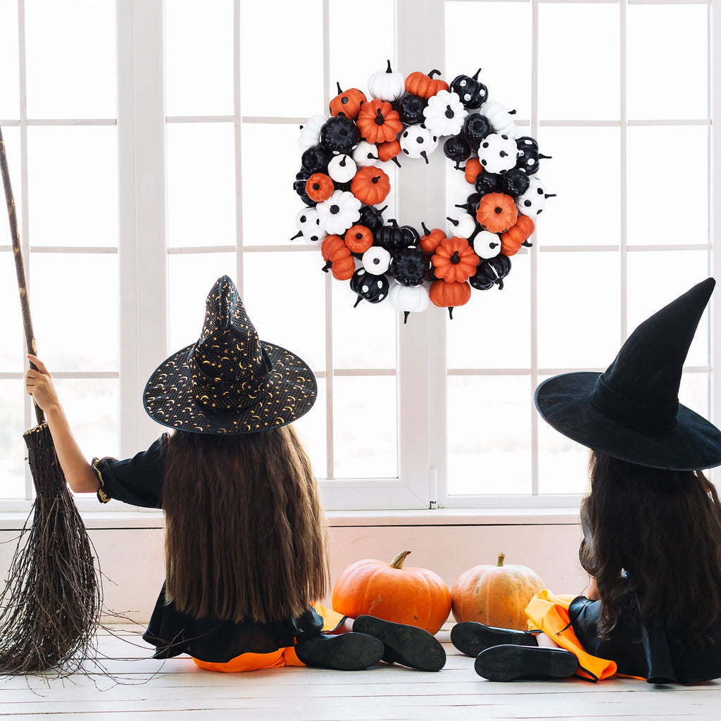 Halloween Wreath, Halloween Decorations Prelit Front Door Wreath for Indoor Wall Window Decor（18/20/22 Inch）